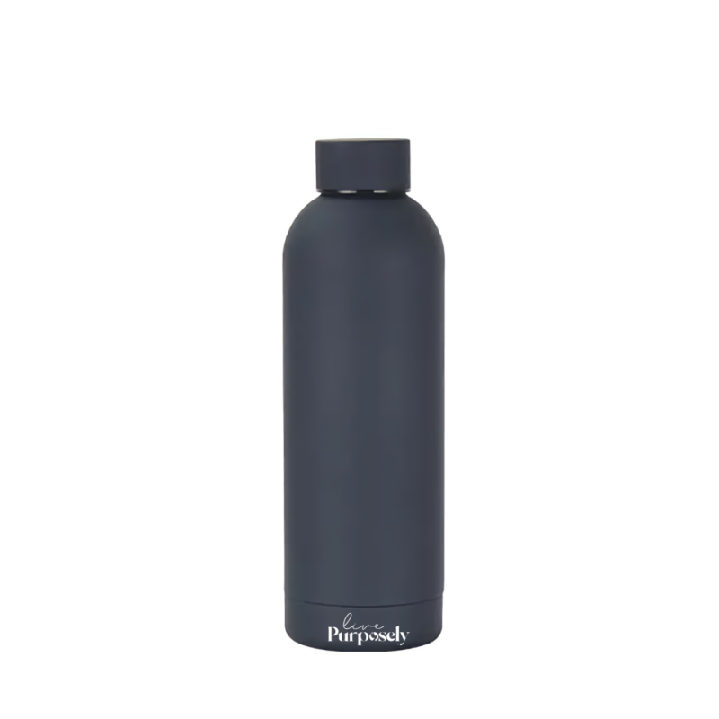 Purpose + Passion = Power Water Bottle Navy | 750 ml Back