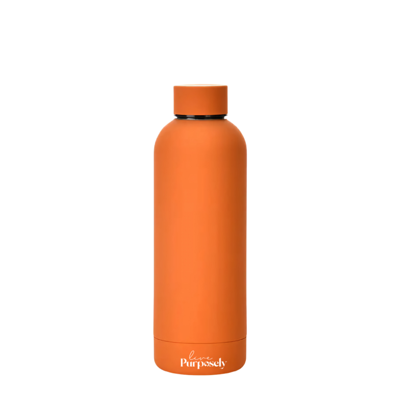 Purpose + Passion = Power Water Bottle Sunrise Orange | 750 ml Back